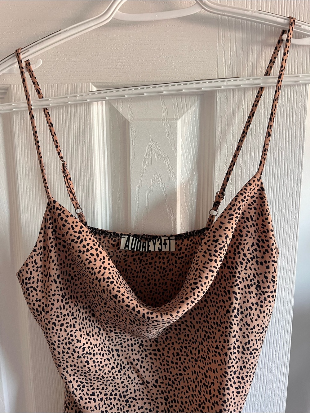 Audrey 3+1 Leopard-Print Cowl Neck Slip Dress size M